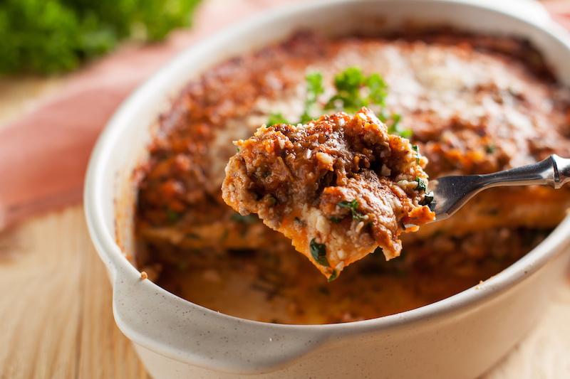 Low Carb, Low fat & Lactose Free Beef Lasagne with Silver beet and Sweet Potato