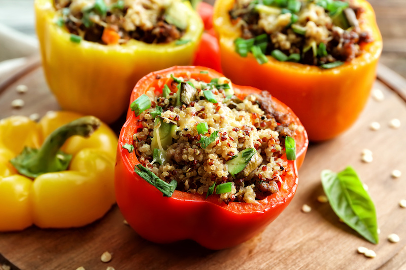 Chilli Black Bean & Quinoa Stuffed Roasted Capsicums