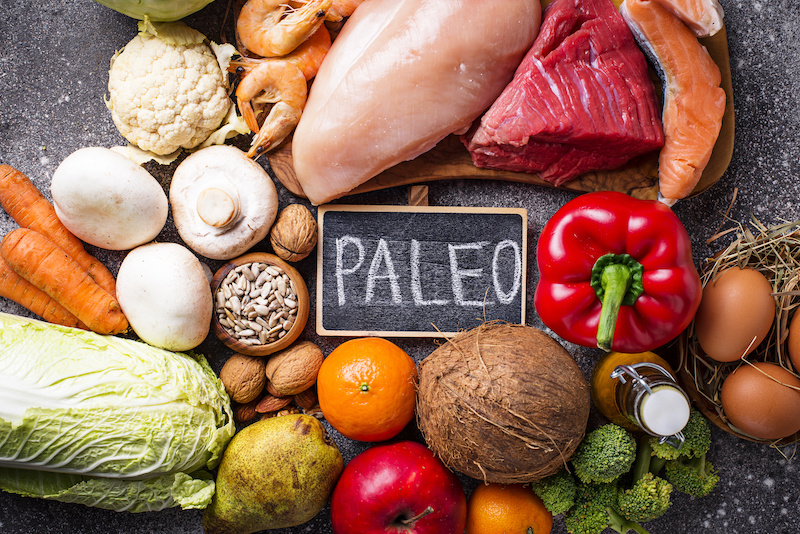 Paleo diet. Healthy high protein and low carbohydrate products