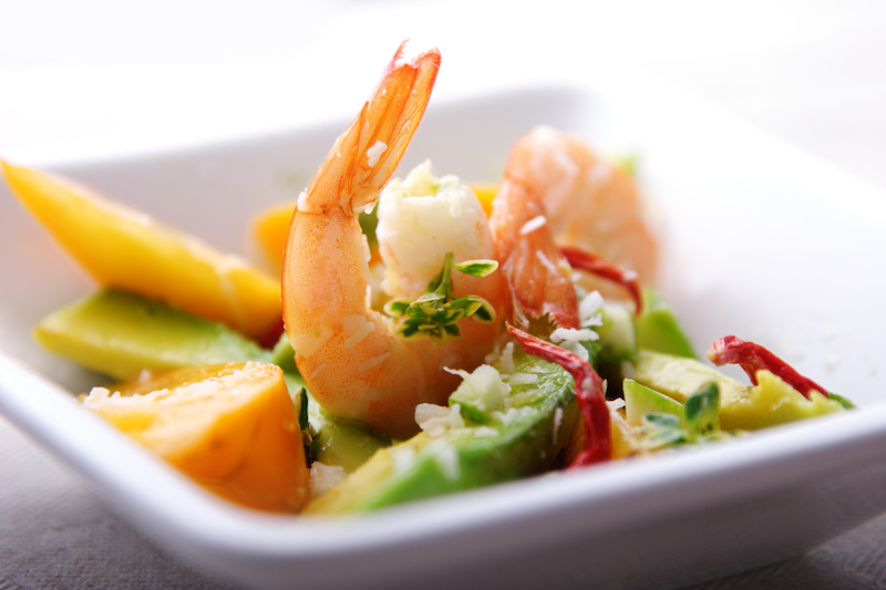 Summer salad of Prawn, Mango & Avocado with citrus dressing