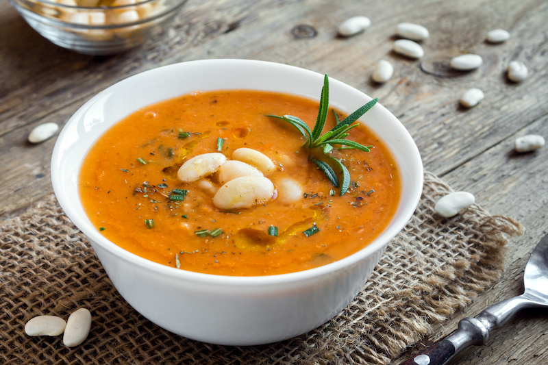 Healthy Tomato and Cannellini Soup with Basil