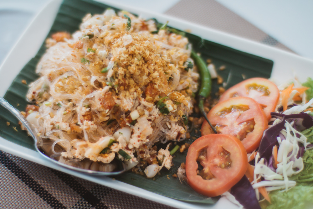 Asian Tofu & Chicken Mince Stir Fry with Sweet Potato Glass Noodles