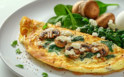 Nutritious Spinach & Garlic Mushroom Breakfast Omelette
